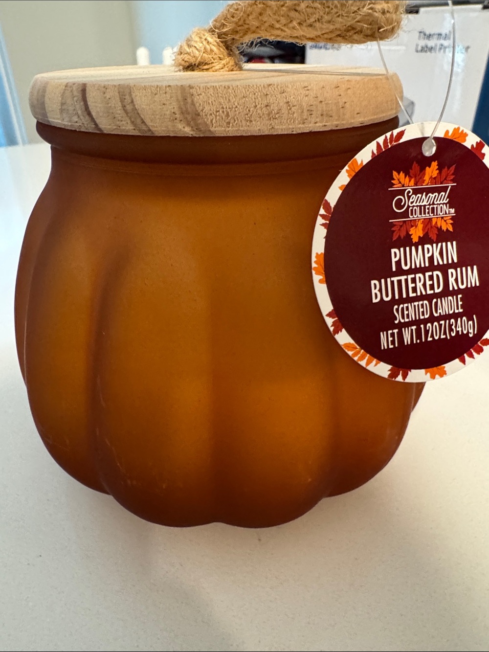 Pumpkin Buttered Rum 12 oz Frosted Glass Candle NEW 🏷️